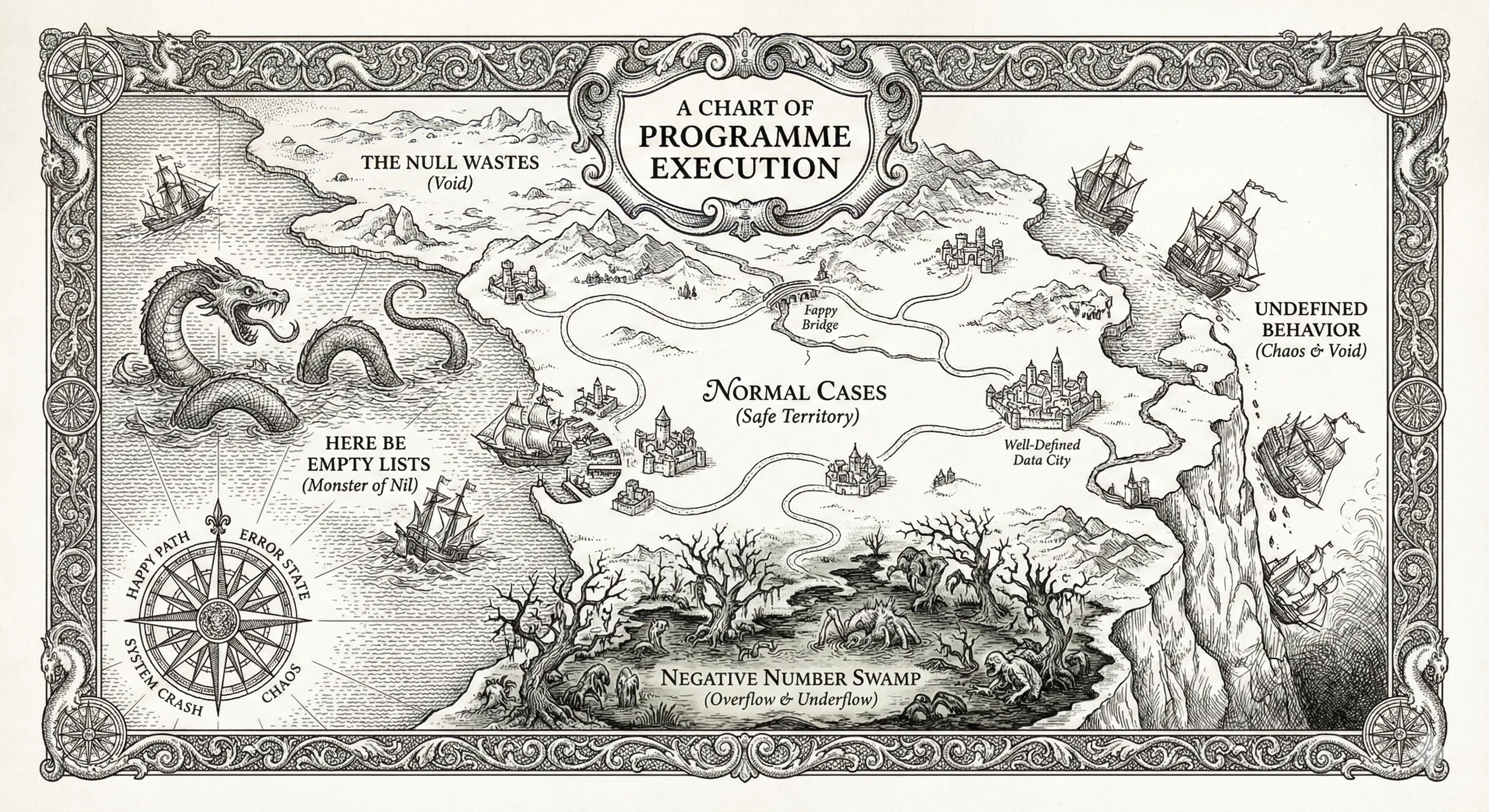 Old map with dragons at the edges