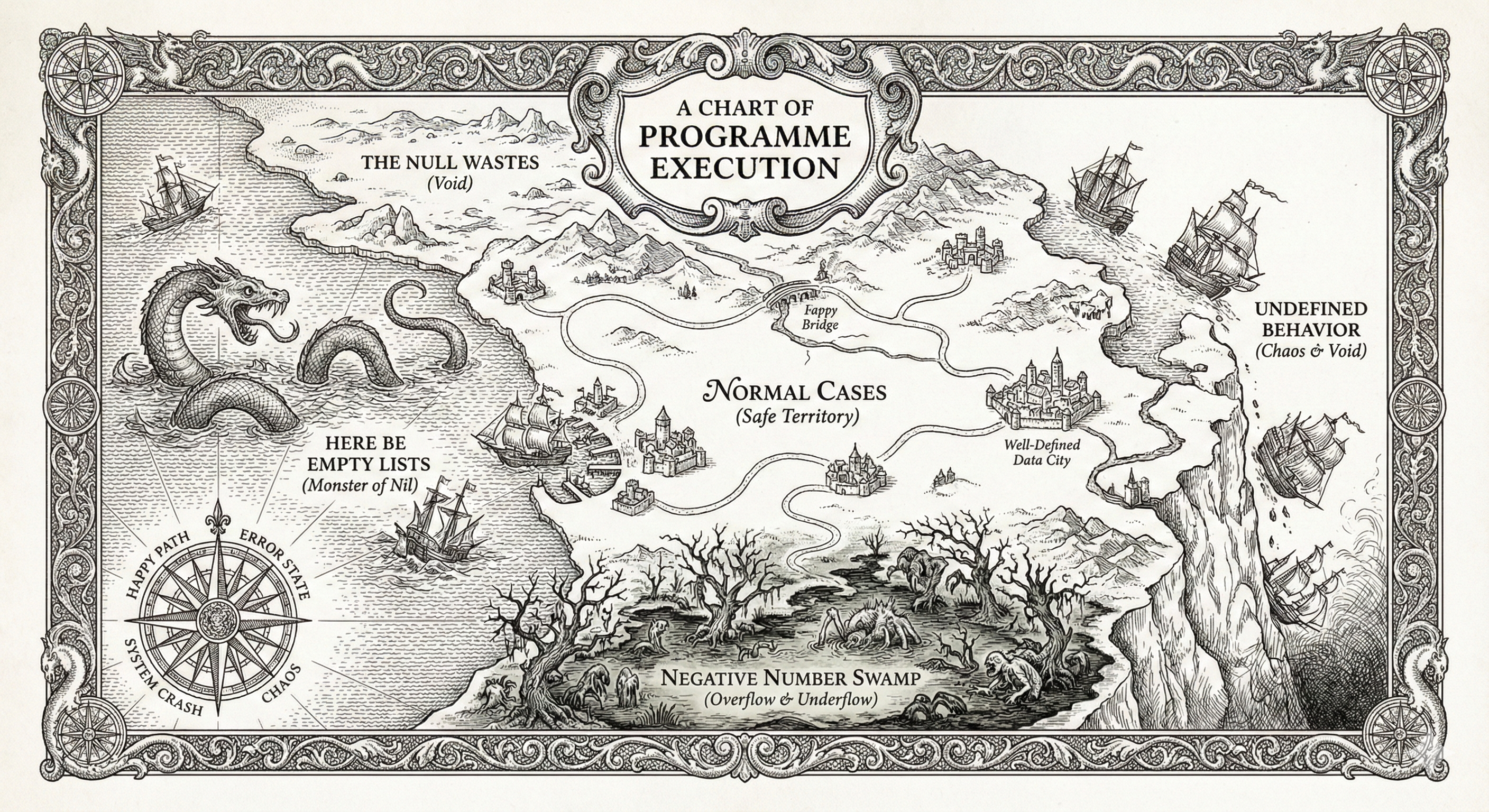 Old map with dragons at the edges